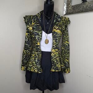 Green and black leopard print medium